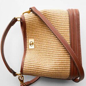 MANGO Women's Raffia-Effect Bucket Bag